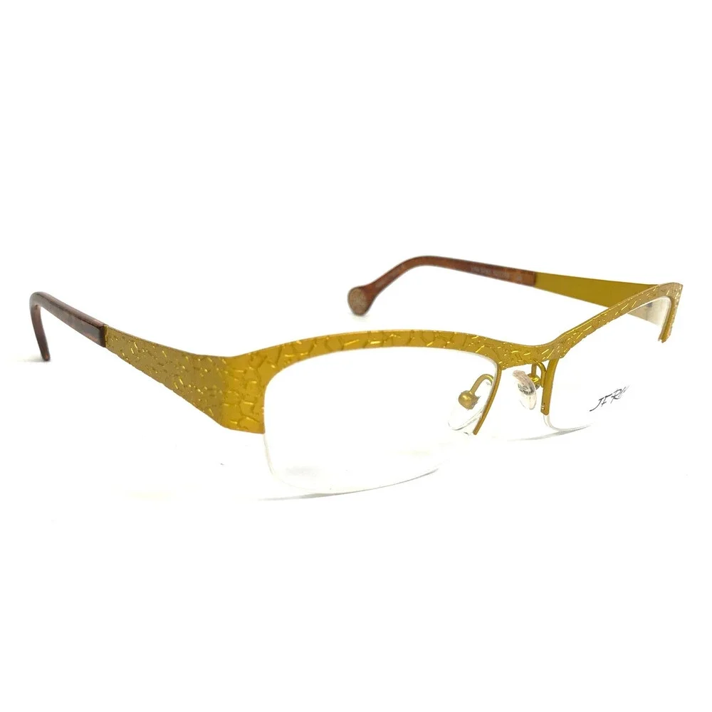BOZ Eyeglasses Frames VIM 5050 Yellow Cracked Earth Pattern Half Rim 52-18-135